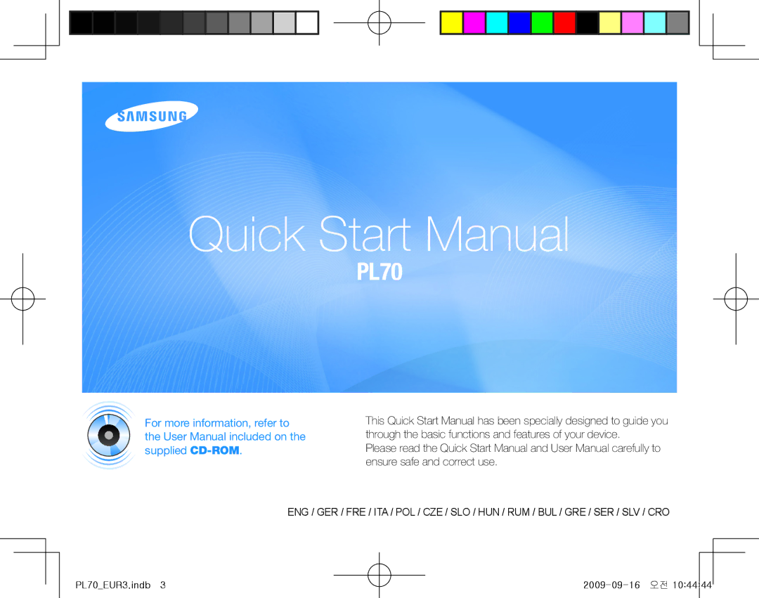 Samsung EC-PL70ZZBPBE1, EC-PL70ZZBPBFR, EC-PL70ZZBPSFR manual Quick Start Manual Guide de prise en main rapide 