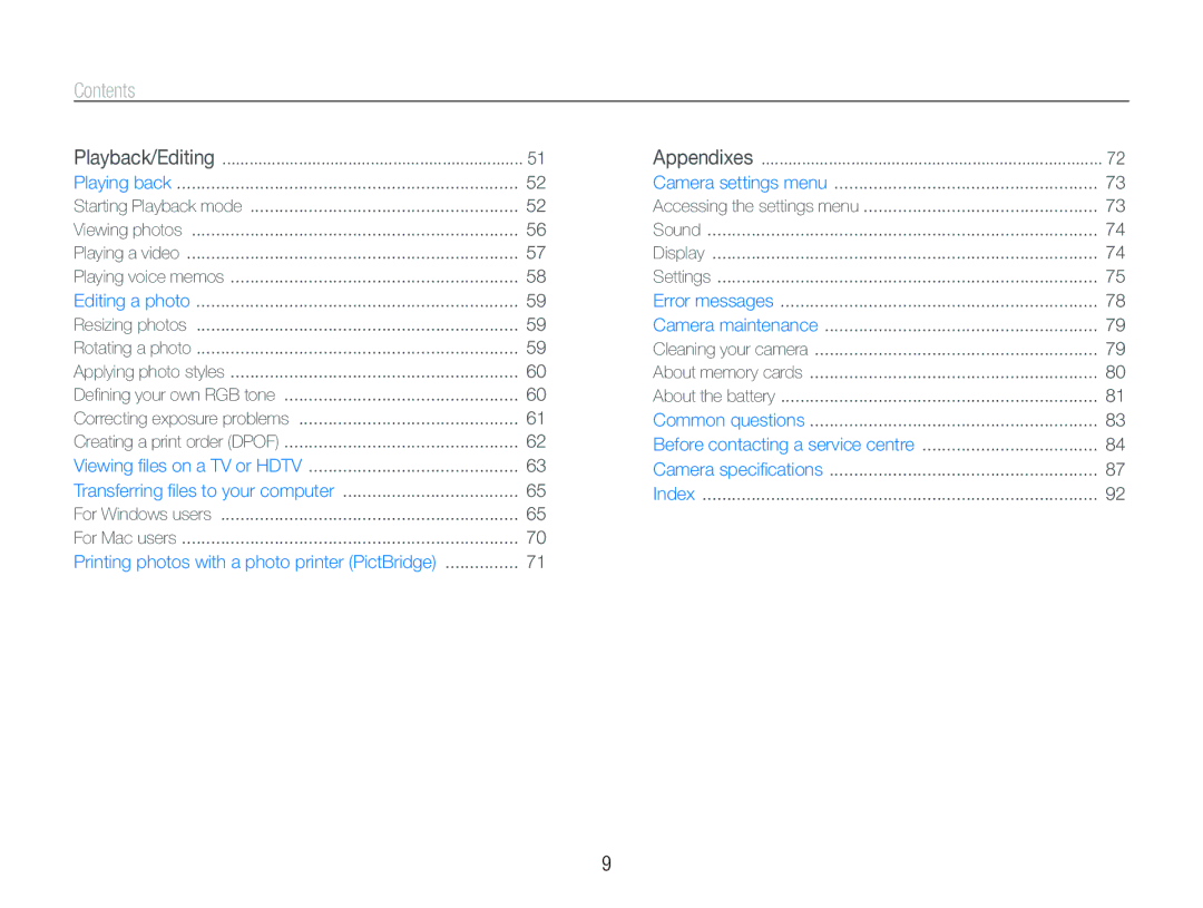 Samsung EC-PL70ZZDPSME, EC-PL70ZZBPBFR, EC-PL70ZZBPBE1, EC-PL70ZZBPSFR, EC-PL70ZZBCPE1, EC-PL70ZZBPPE1, EC-PL70ZZBPPIT Contents 