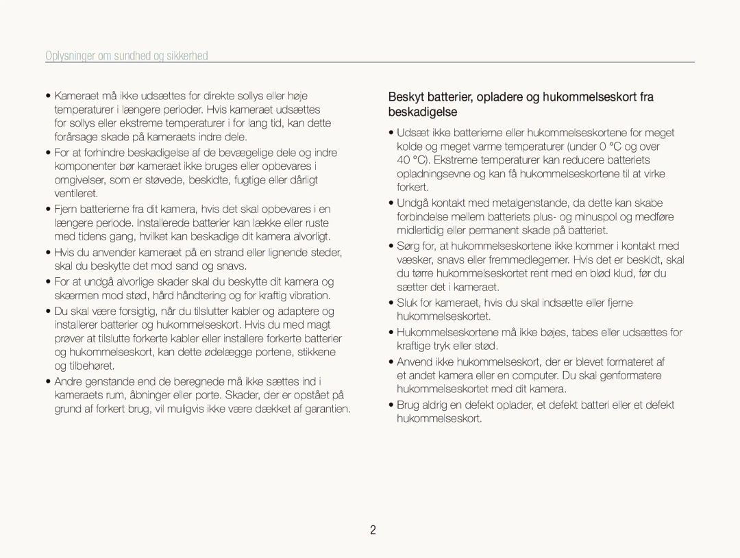 Samsung EC-PL70ZZBPPE2, EC-PL70ZZBPRE2, EC-PL70ZZBPBE2, EC-PL70ZZBPSE2 manual Oplysninger om sundhed og sikkerhed 