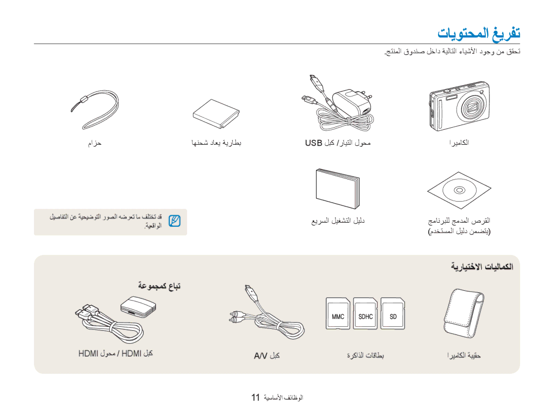 Samsung EC-PL70ZZDPSME manual تايوتحملا غيرفت, ةعومجمك عابت, Hdmi لوحم / Hdmi لبك عيرسلا ليغشتلا ليلد, مدختسملا ليلد نمضتي 