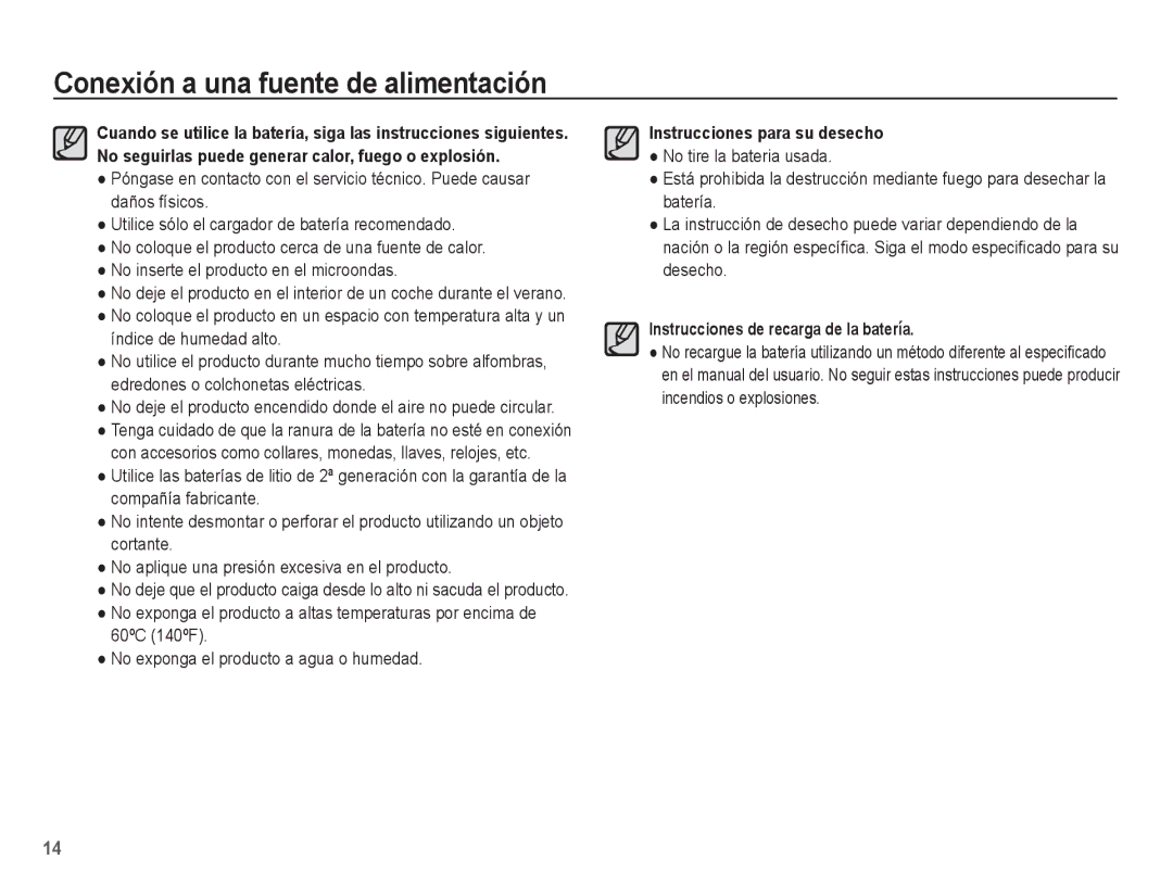 Samsung EC-PL80ZZBPBE1 manual Instrucciones para su desecho 