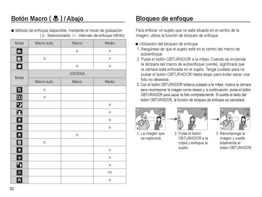 Samsung EC-PL80ZZBPBE1 manual Bloqueo de enfoque 