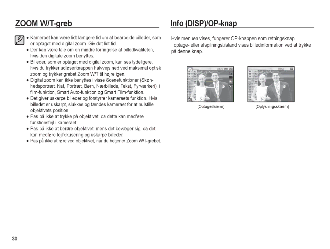 Samsung EC-PL80ZZBPLE2, EC-PL80ZZBPBE2 manual Info DISP/OP-knap 