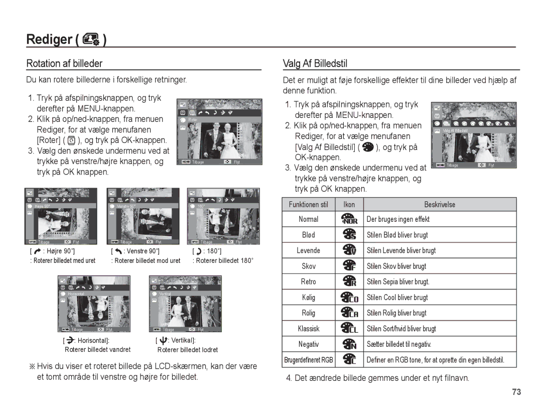 Samsung EC-PL80ZZBPBE2, EC-PL80ZZBPLE2 manual Rotation af billeder 