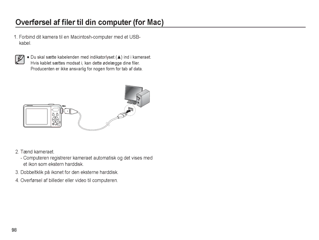 Samsung EC-PL80ZZBPLE2, EC-PL80ZZBPBE2 manual Overførsel af filer til din computer for Mac 