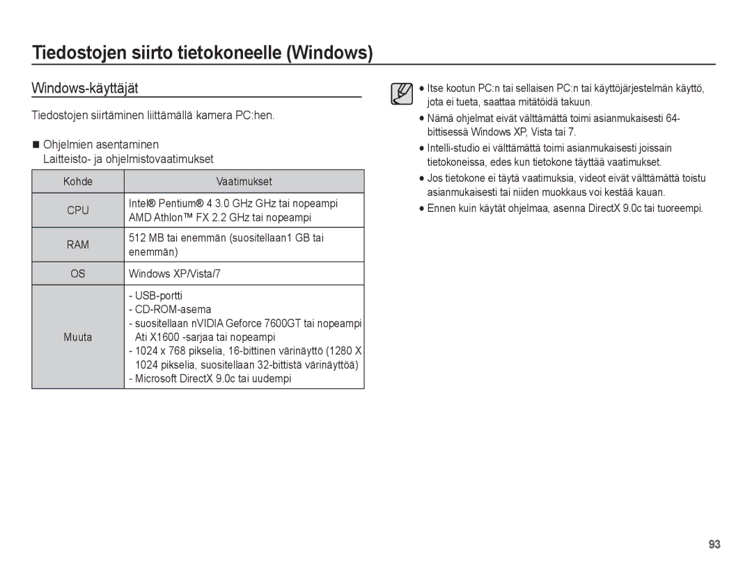 Samsung EC-PL80ZZBPBE2, EC-PL80ZZBPLE2 manual Tiedostojen siirto tietokoneelle Windows, Windows-käyttäjät 