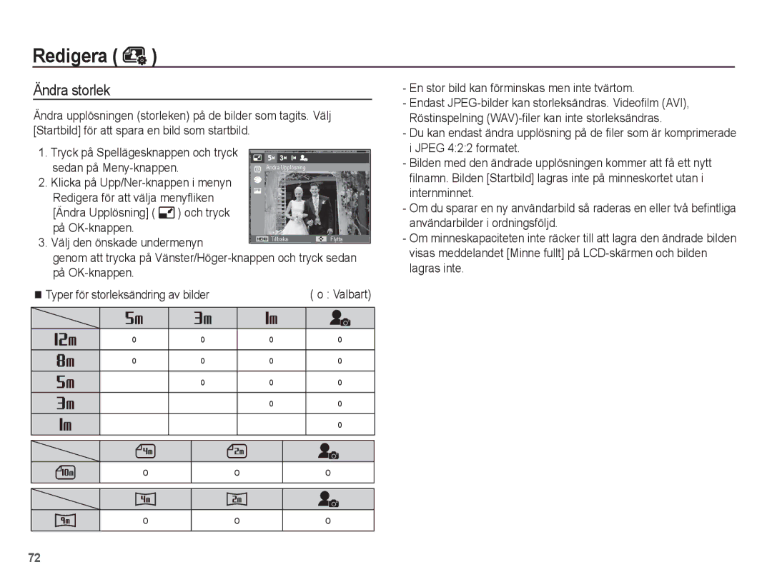 Samsung EC-PL80ZZBPLE2, EC-PL80ZZBPBE2 manual Redigera, Ändra storlek 