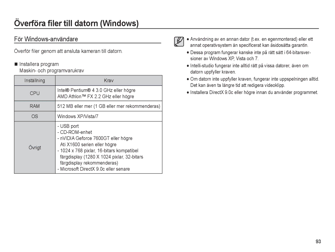 Samsung EC-PL80ZZBPBE2, EC-PL80ZZBPLE2 manual Överföra filer till datorn Windows, För Windows-användare 