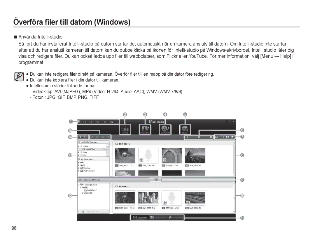 Samsung EC-PL80ZZBPLE2, EC-PL80ZZBPBE2 manual Överföra filer till datorn Windows 