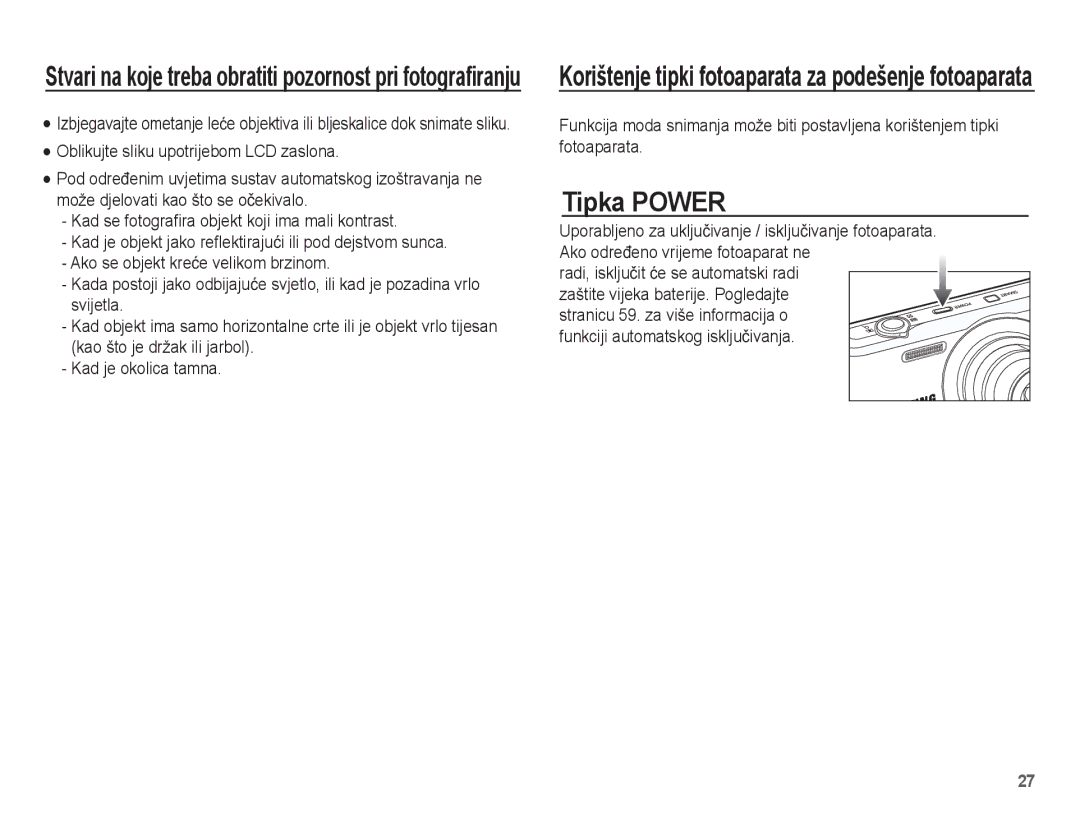 Samsung EC-PL80ZZBPSE3, EC-PL80ZZBPBE3, EC-PL80ZZBPLE3 manual Tipka Power 