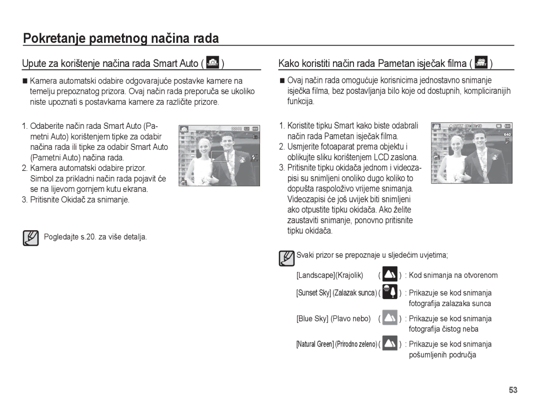 Samsung EC-PL80ZZBPBE3 manual Pogledajte s.20. za više detalja, Ovaj naþin rada omoguüuje korisnicima jednostavno snimanje 