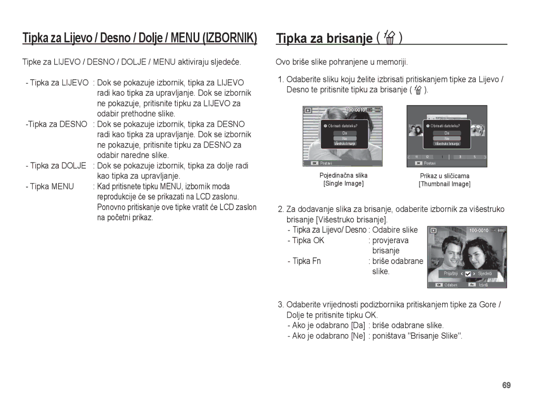 Samsung EC-PL80ZZBPSE3, EC-PL80ZZBPBE3, EC-PL80ZZBPLE3 manual Tipka za brisanje Õ 