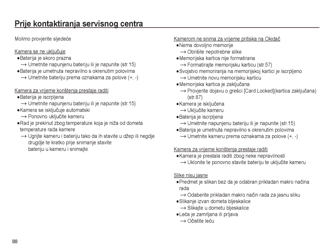 Samsung EC-PL80ZZBPLE3, EC-PL80ZZBPBE3 Prije kontaktiranja servisnog centra, Molimo provjerite sljedeüe, Oþistite leüu 