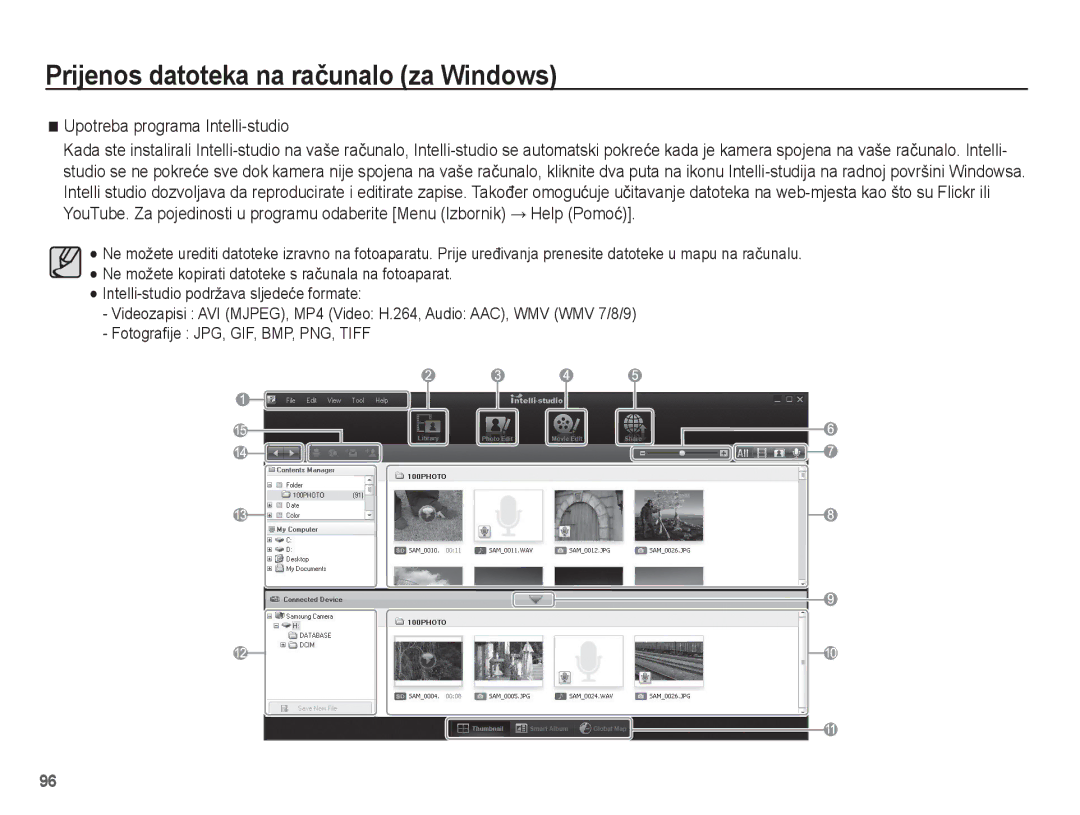 Samsung EC-PL80ZZBPSE3, EC-PL80ZZBPBE3, EC-PL80ZZBPLE3 manual Upotreba programa Intelli-studio 