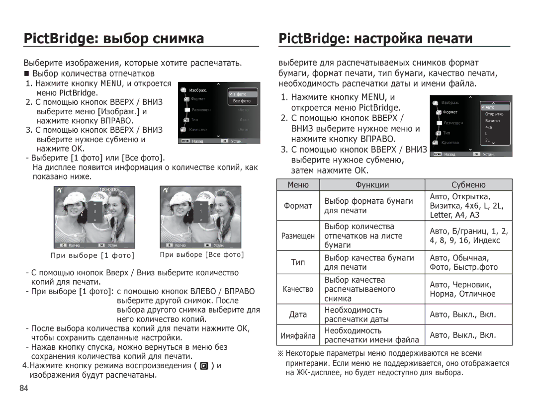 Samsung EC-PL80ZZBPBRU, EC-PL80ZZBPSRU manual PictBridge ȕȈșȚȘȖȑȒȈ ȗȍȟȈȚȐ, ȔȍȕȦ PictBridge, Letter, A4, A3, 9, 16, ǰȕȌȍȒș 