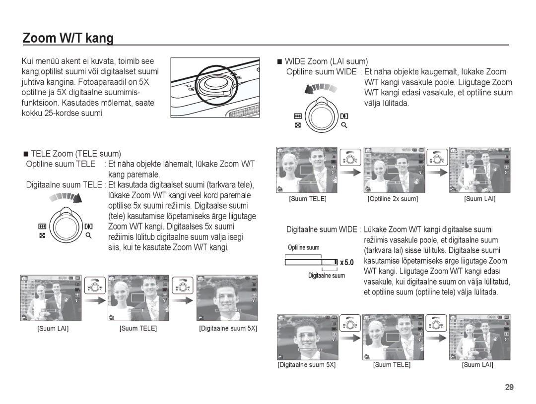 Samsung EC-PL80ZZBPSRU, EC-PL80ZZBPBRU manual Zoom W/T kang 