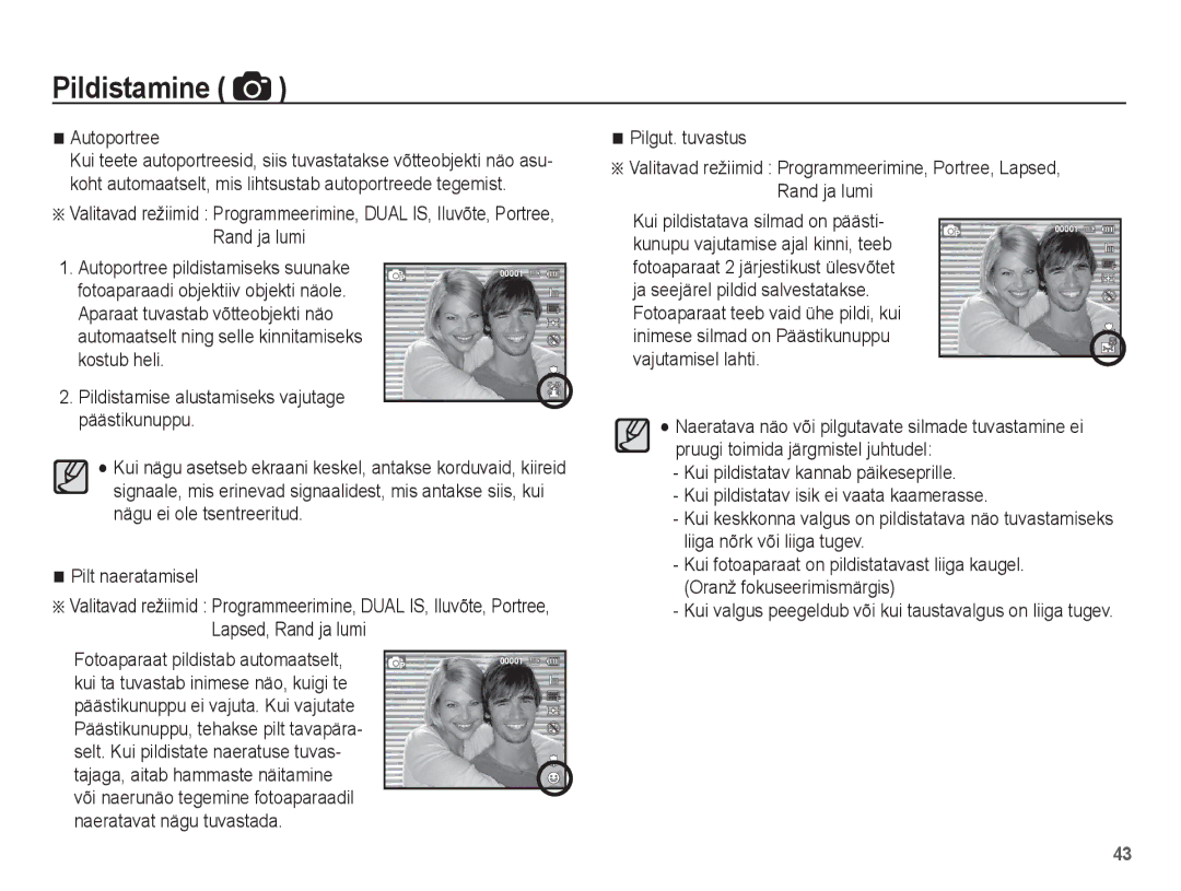 Samsung EC-PL80ZZBPSRU, EC-PL80ZZBPBRU manual Autoportree, Pildistamise alustamiseks vajutage päästikunuppu 