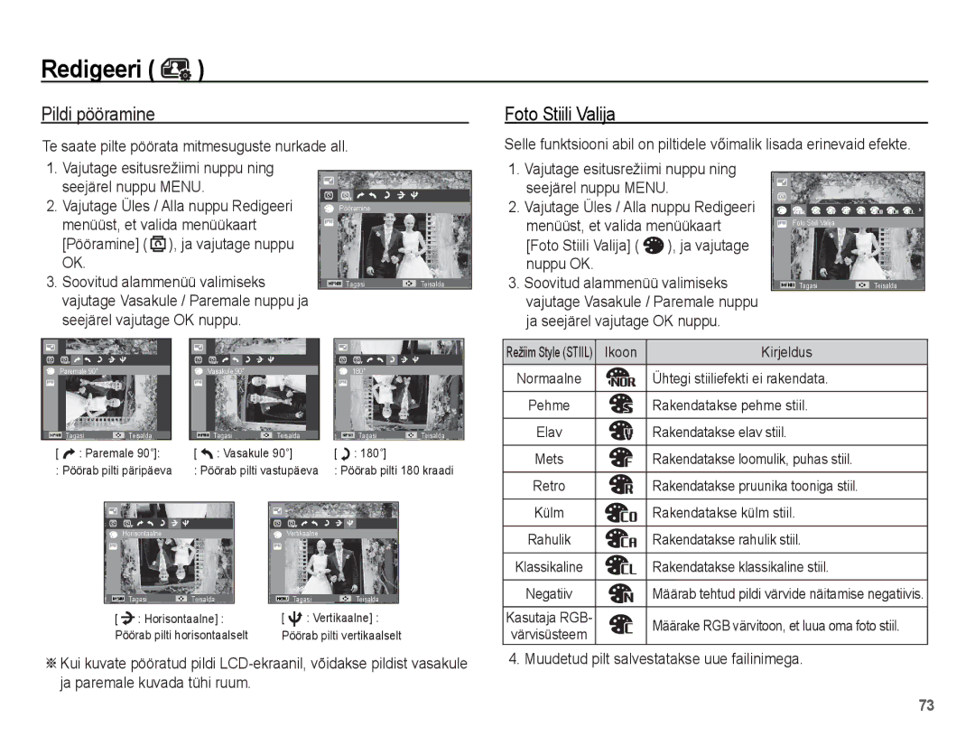 Samsung EC-PL80ZZBPSRU, EC-PL80ZZBPBRU manual Pildi pööramine, Te saate pilte pöörata mitmesuguste nurkade all 