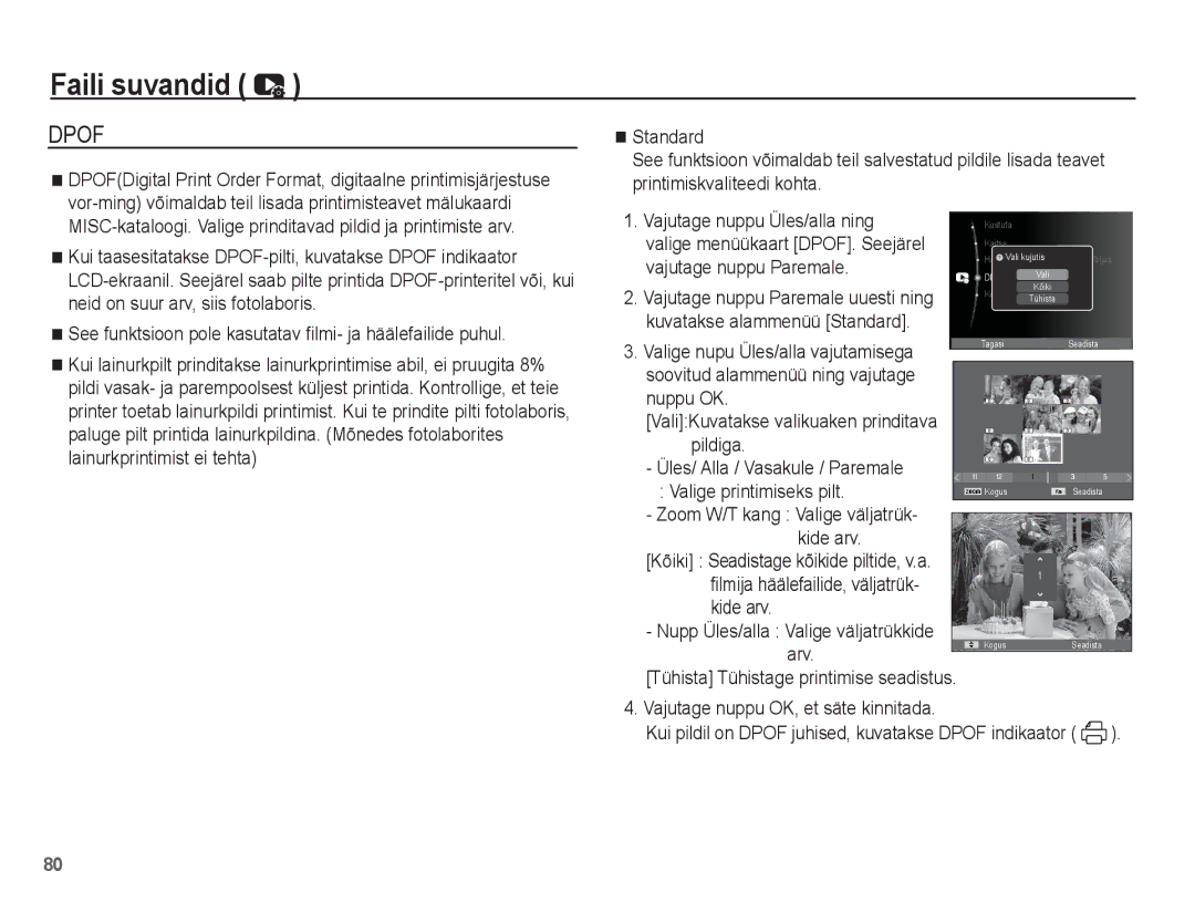 Samsung EC-PL80ZZBPBRU, EC-PL80ZZBPSRU manual See funktsioon pole kasutatav filmi- ja häälefailide puhul, Kide arv, Arv 