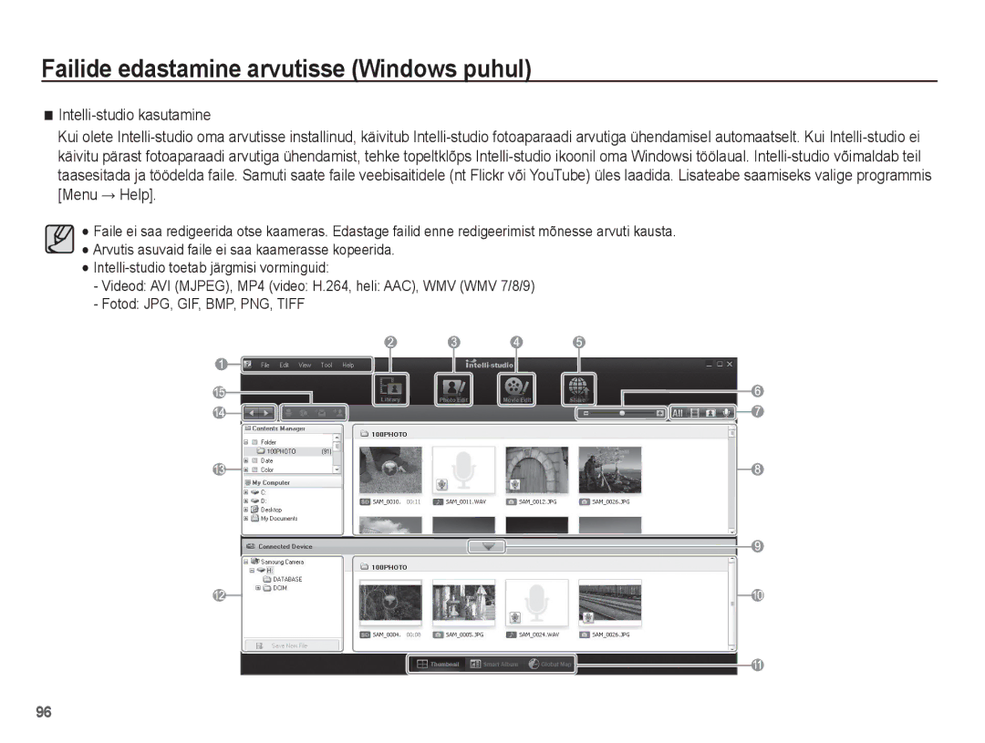 Samsung EC-PL80ZZBPBRU, EC-PL80ZZBPSRU manual Failide edastamine arvutisse Windows puhul 