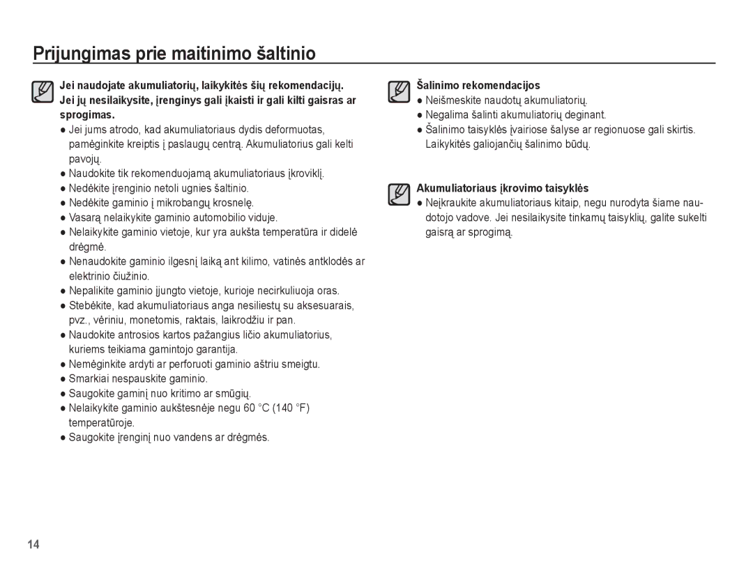 Samsung EC-PL80ZZBPBRU, EC-PL80ZZBPSRU manual Šalinimo rekomendacijos 