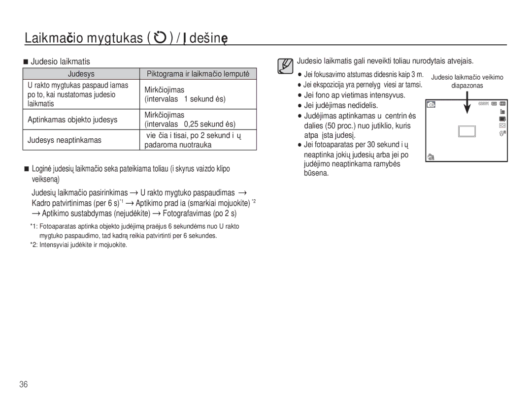 Samsung EC-PL80ZZBPBRU, EC-PL80ZZBPSRU manual Judesio laikmatis 