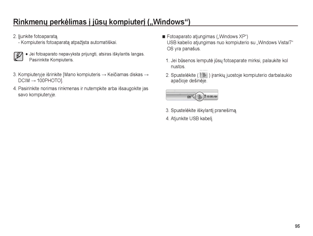 Samsung EC-PL80ZZBPSRU, EC-PL80ZZBPBRU manual Spustelơkite iškylantƳ pranešimą Atjunkite USB kabelƳ, Apaþioje dešinơje 