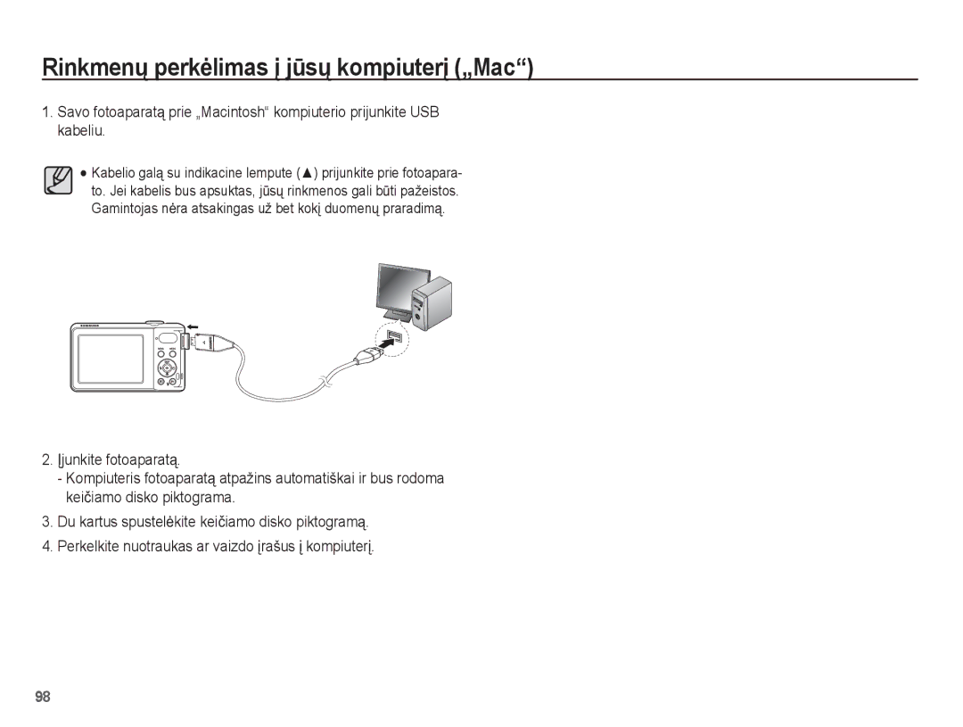 Samsung EC-PL80ZZBPBRU, EC-PL80ZZBPSRU manual Rinkmenǐ perkơlimas Ƴ jǌsǐ kompiuterƳ „Mac 