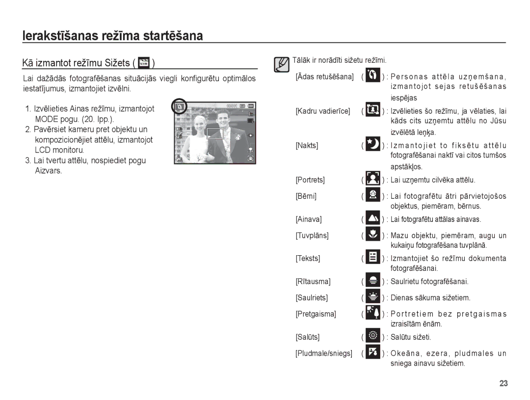 Samsung EC-PL80ZZBPSRU, EC-PL80ZZBPBRU manual KƗ izmantot režƯmu Sižets 