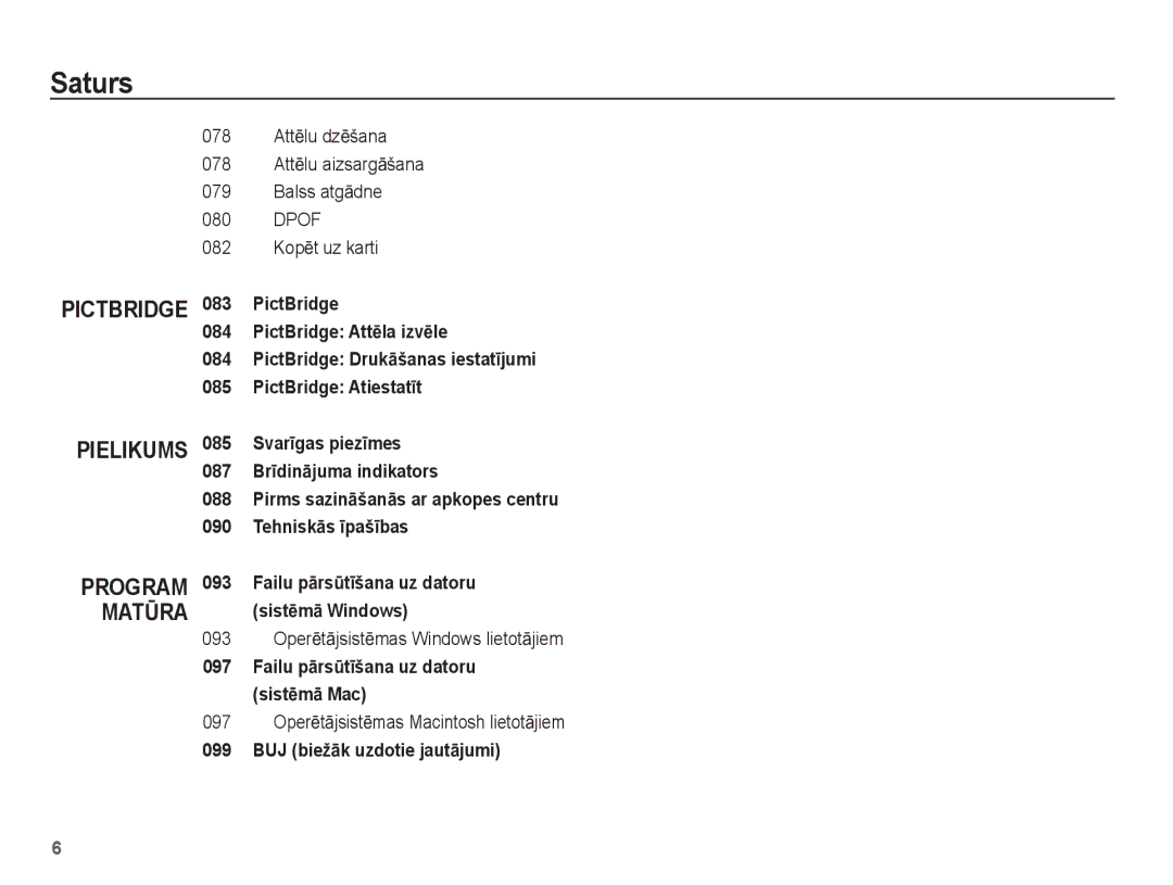 Samsung EC-PL80ZZBPBRU, EC-PL80ZZBPSRU manual Pictbridge Pielikums 