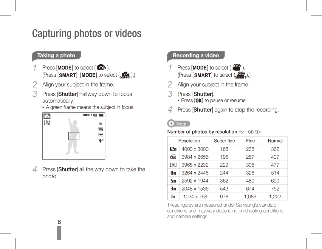 Samsung EC-PL80ZZBPLIT, EC-PL81ZZBPRE1, EC-PL81ZZBPBE1, EC-PL81ZZBPSE1, EC-PL81ZZBPLE1, EC-PL80ZZBPBE1 manual Recording a video 