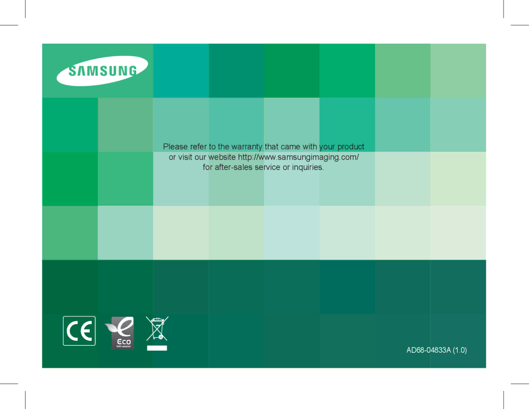 Samsung EC-PL80ZZBPBSA, EC-PL81ZZBPRE1, EC-PL81ZZBPBE1, EC-PL81ZZBPSE1, EC-PL81ZZBPLE1, EC-PL80ZZBPBE1 manual AD68-04833A 