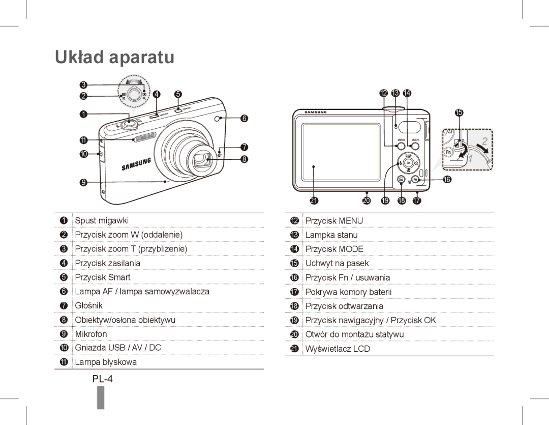 Samsung EC-PL80ZZBPBE1, EC-PL81ZZBPRE1, EC-PL81ZZBPBE1, EC-PL81ZZBPSE1, EC-PL81ZZBPLE1, EC-PL80ZZBPBGS Układ aparatu, PL-4 