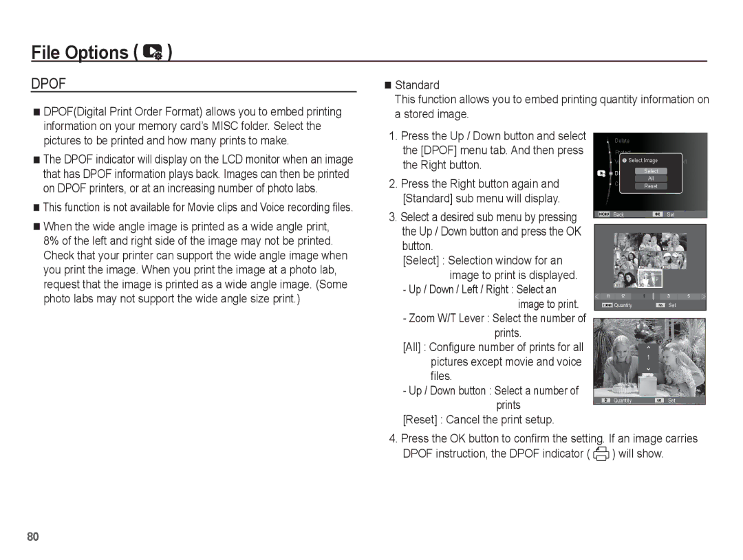 Samsung EC-PL81ZZBPBE1 manual When the wide angle image is printed as a wide angle print, Reset Cancel the print setup 