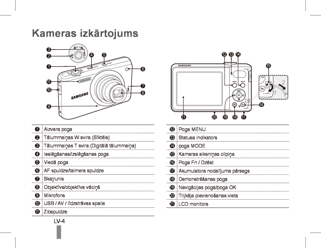 Samsung EC-PL80ZZBPBIL, EC-PL81ZZBPRE1, EC-PL81ZZBPBE1, EC-PL81ZZBPSE1, EC-PL81ZZBPLE1 manual Kameras izkārtojums, LV-4 