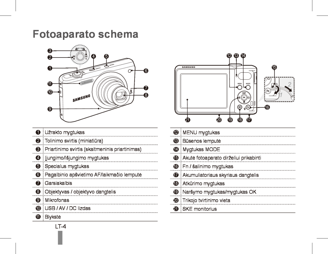 Samsung EC-PL80ZZDPRME, EC-PL81ZZBPRE1, EC-PL81ZZBPBE1, EC-PL81ZZBPSE1, EC-PL81ZZBPLE1 manual Fotoaparato schema, LT-4 