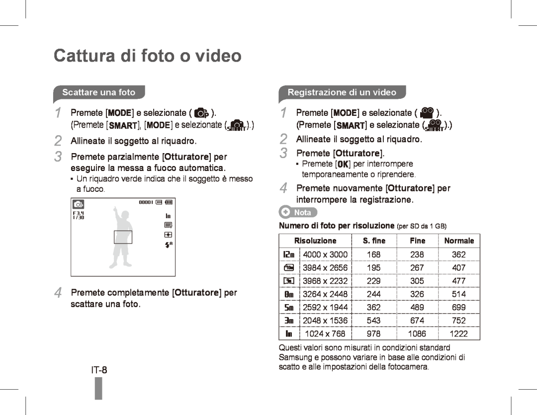Samsung EC-PL80ZZBPLIT, EC-PL81ZZBPRE1, EC-PL81ZZBPBE1 manual Cattura di foto o video, IT-8, Registrazione di un video 
