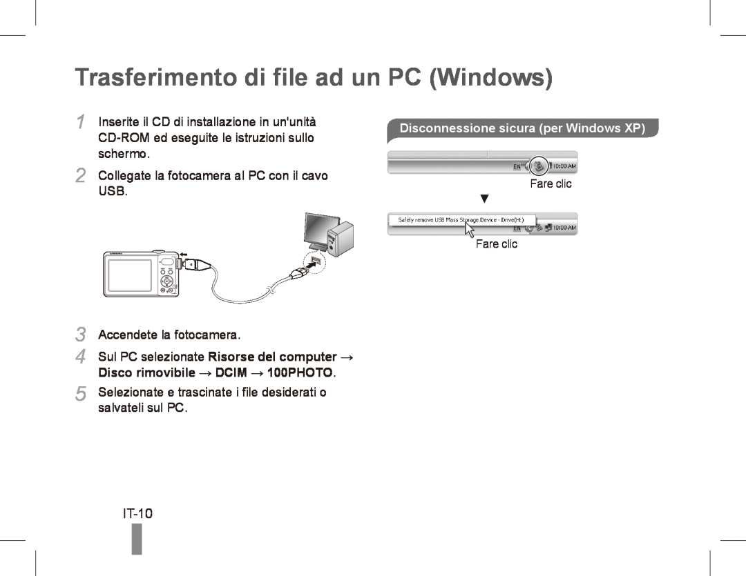 Samsung EC-PL80ZZDPRIR Trasferimento di file ad un PC Windows, IT-10, CD-ROM ed eseguite le istruzioni sullo, schermo 