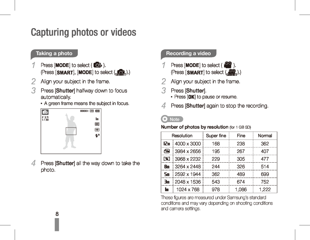 Samsung EC-PL80ZZBPLIT, EC-PL81ZZBPRE1, EC-PL81ZZBPBE1, EC-PL81ZZBPSE1 manual Capturing photos or videos, Recording a video 