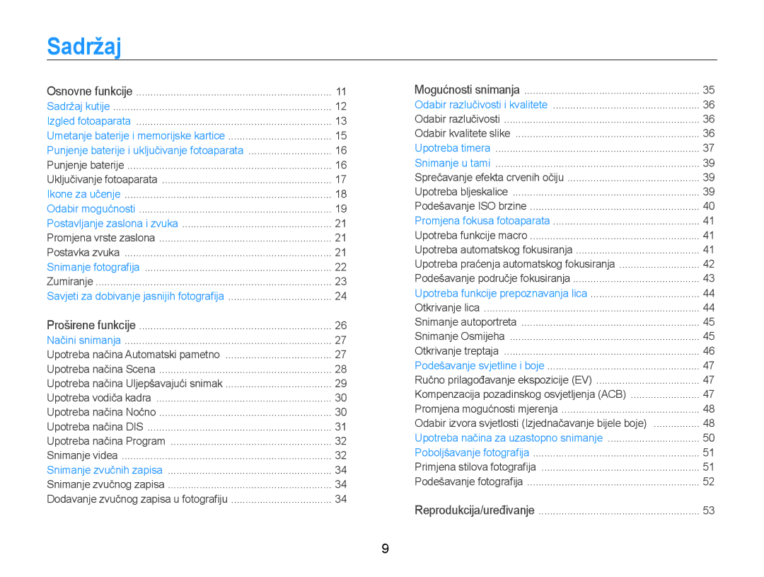 Samsung EC-PL90ZZBPRE3, EC-PL90ZZBAAE3, EC-PL90ZZBPEE3, EC-PL90ZZBPAE3 manual Sadržaj 