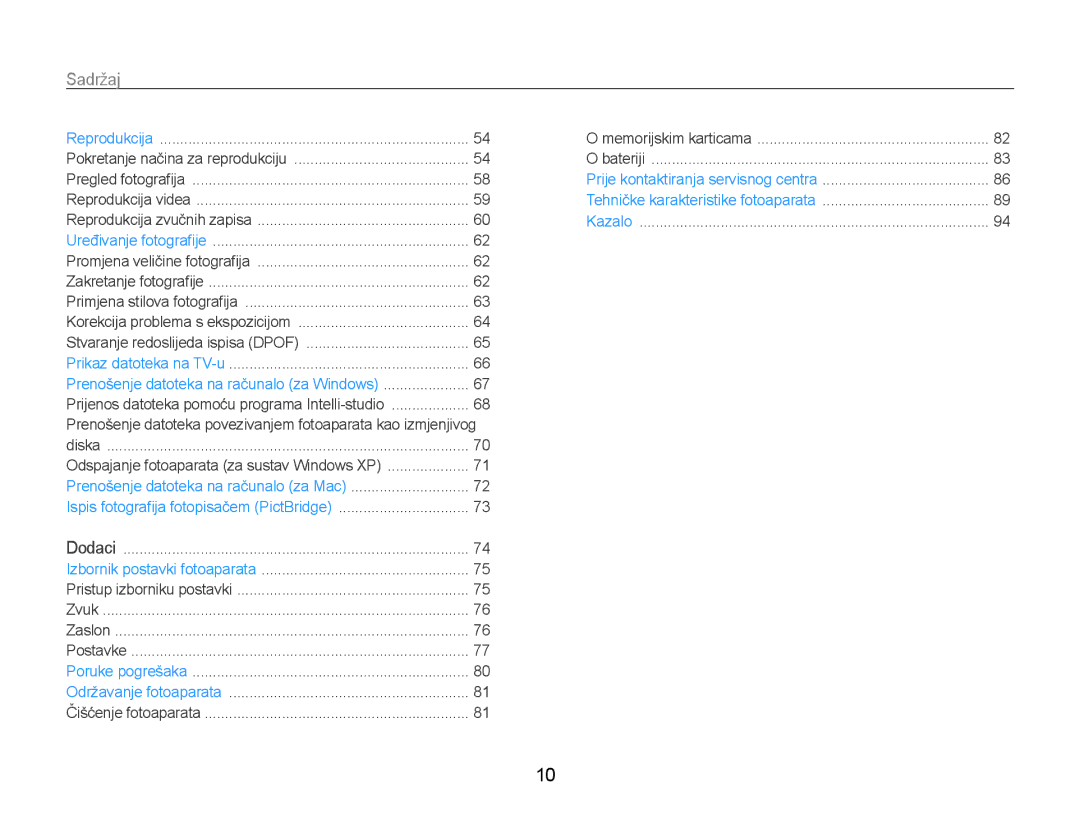 Samsung EC-PL90ZZBPAE3, EC-PL90ZZBAAE3, EC-PL90ZZBPEE3, EC-PL90ZZBPRE3 manual Sadržaj﻿ 