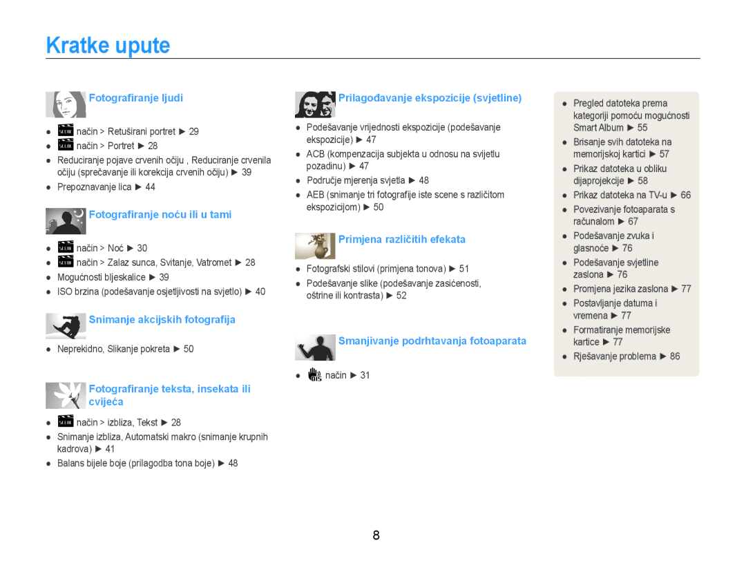 Samsung EC-PL90ZZBPEE3, EC-PL90ZZBAAE3, EC-PL90ZZBPRE3, EC-PL90ZZBPAE3 manual Kratke upute, Fotografiranje ljudi 