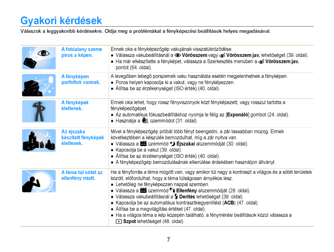 Samsung EC-PL90ZZBARE3, EC-PL90ZZBAEE3, EC-PL90ZZBAAE3, EC-PL90ZZBPAE3 manual Gyakori kérdések, Vörösszem vagy, Vörösszem jav 