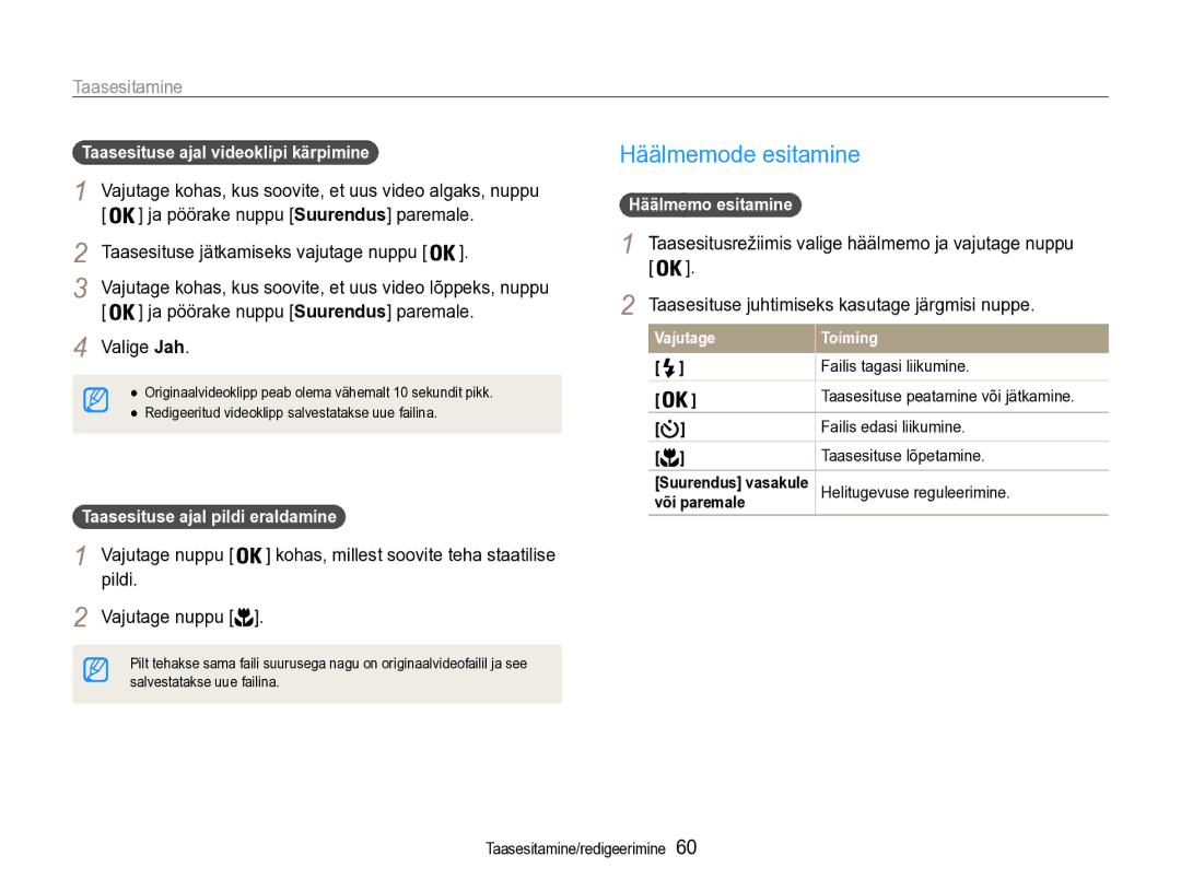 Samsung EC-PL90ZZBPERU Häälmemode esitamine, Ja pöörake nuppu Suurendus paremale, Pildi, Taasesituse ajal pildi eraldamine 