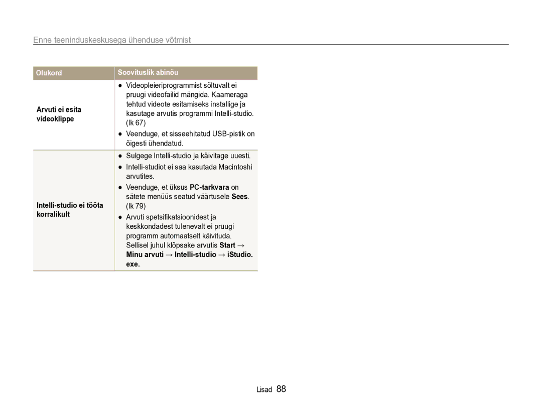 Samsung EC-PL90ZZBPERU manual Arvutites, Arvuti spetsifikatsioonidest ja, Keskkondadest tulenevalt ei pruugi, Exe 