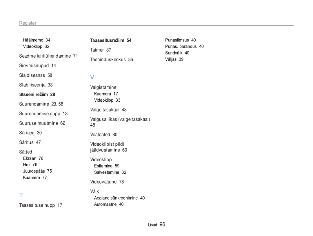 Samsung EC-PL90ZZBPERU manual Häälmemo Videoklipp, Ekraan Heli Juurdepääs Kaamera, Kaamera Videoklipp 