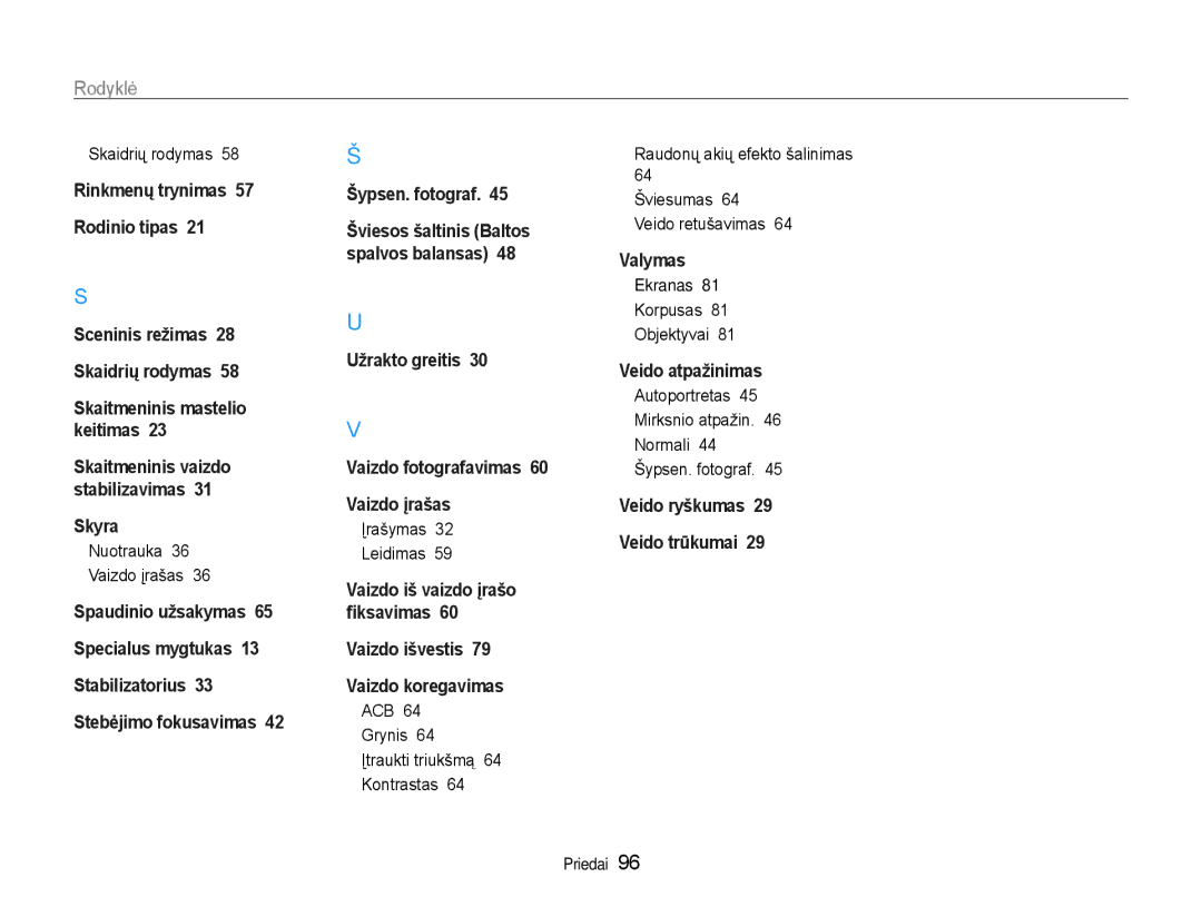 Samsung EC-PL90ZZBPERU manual Skaidrių rodymas, Nuotrauka Vaizdo įrašas, Ekranas Korpusas Objektyvai 