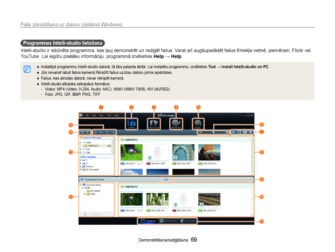 Samsung EC-PL90ZZBPERU manual Programmas Intelli-studio lietošana 