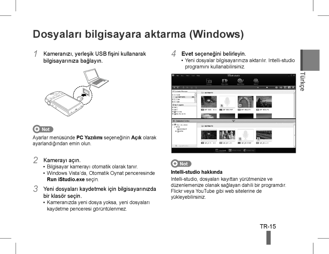 Samsung EC-PL90ZZBPAE2 Dosyaları bilgisayara aktarma Windows, Bilgisayarınıza bağlayın, Kamerayı açın, Bir klasör seçin 