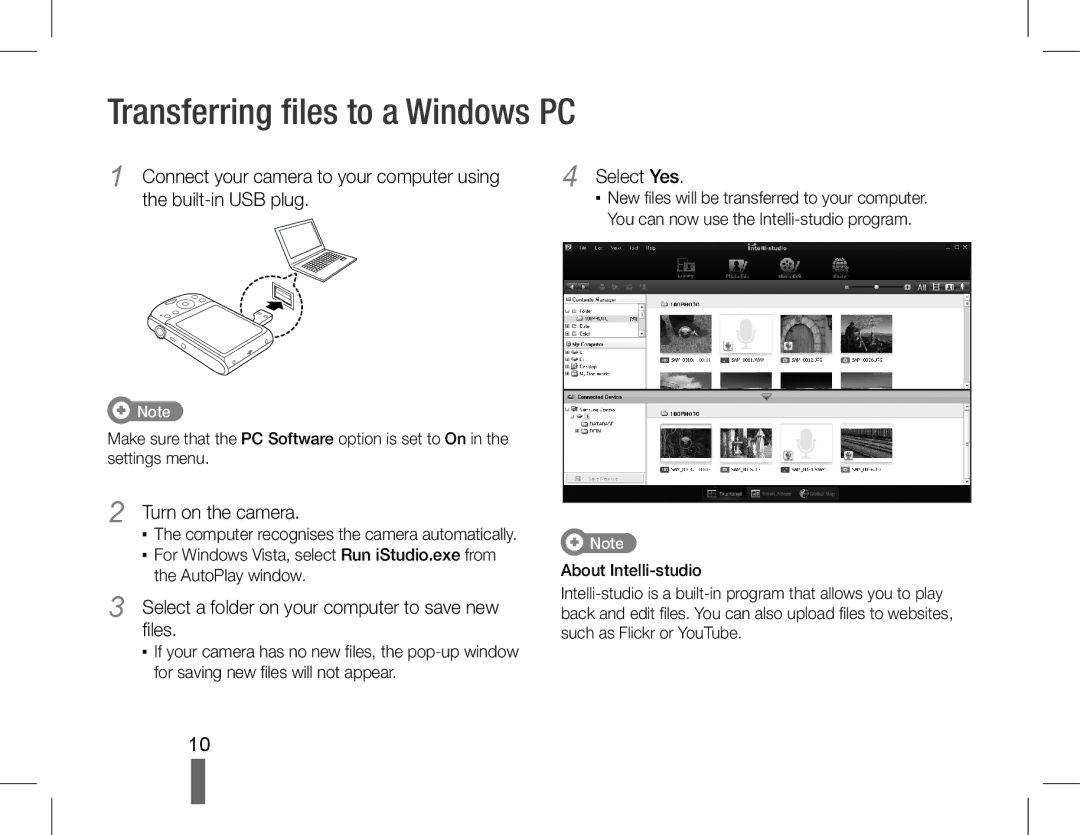 Samsung EC-PL90ZZBPASA, EC-PL90ZZBPRE1 Transferring files to a Windows PC, Turn on the camera, Select Yes, AutoPlay window 